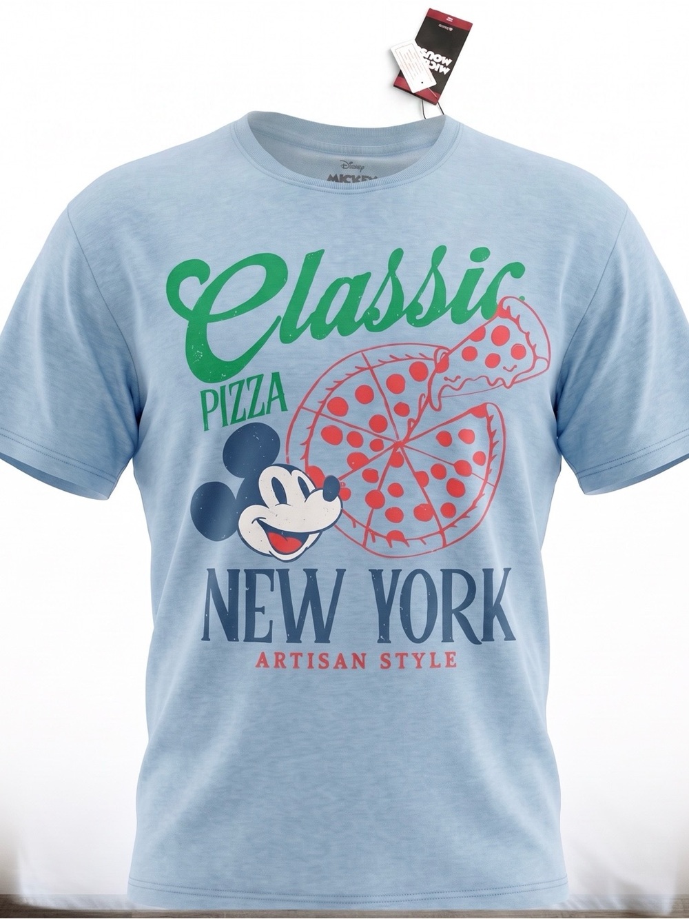 Disney Light Blue Classic Pizza New York Graphic Tee